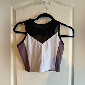 Five Dancewear Stylish White/Purple/Black Cropped Tank Top